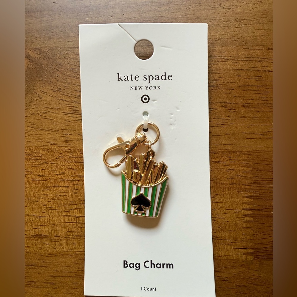 NWT French Fry Bag Charm Keychain- kate spade new york x Target Gold/Black/Green - Picture 5 of 7